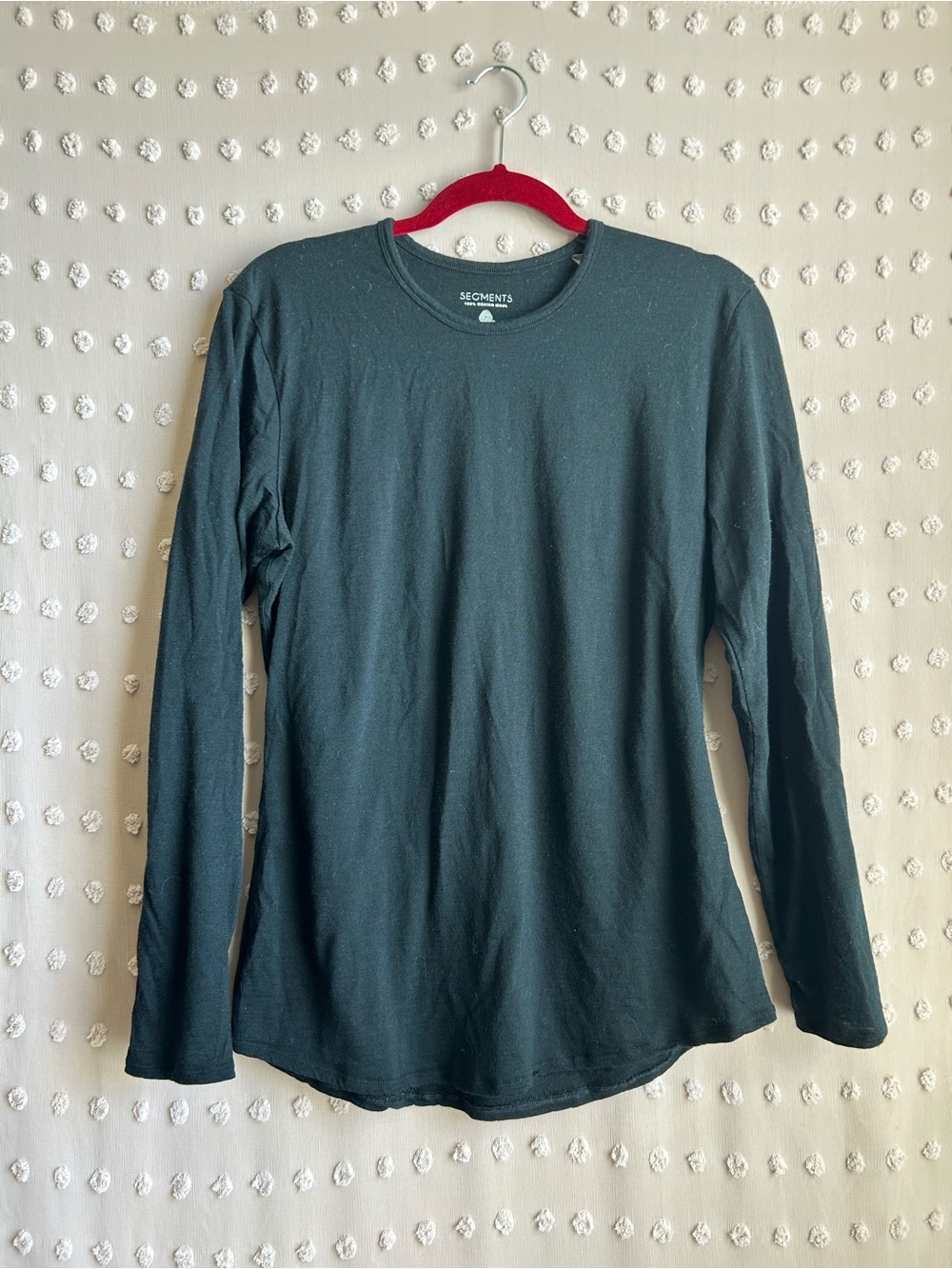 Segments Women’s 100% Merino Wool Long Sleeve Crewneck Base Layer Sz L Black